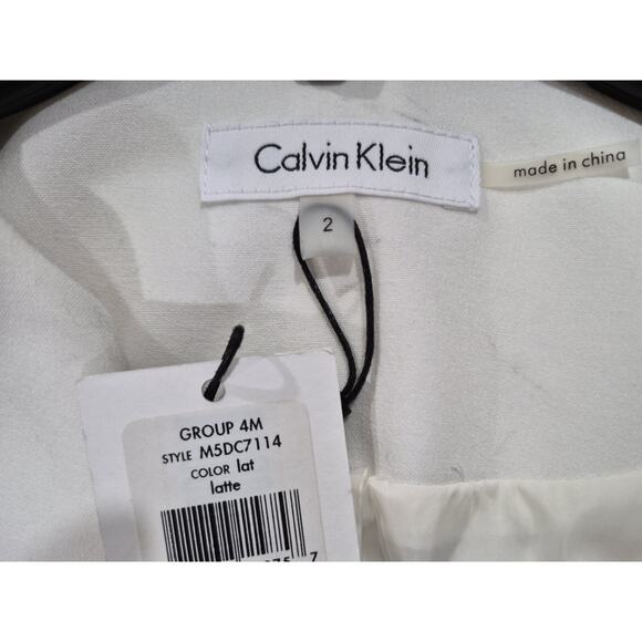 Calvin Klein Women's Blazer Jacketwhite with Beige Gold Zipper Size 2 New With T - Picture 4 of 5